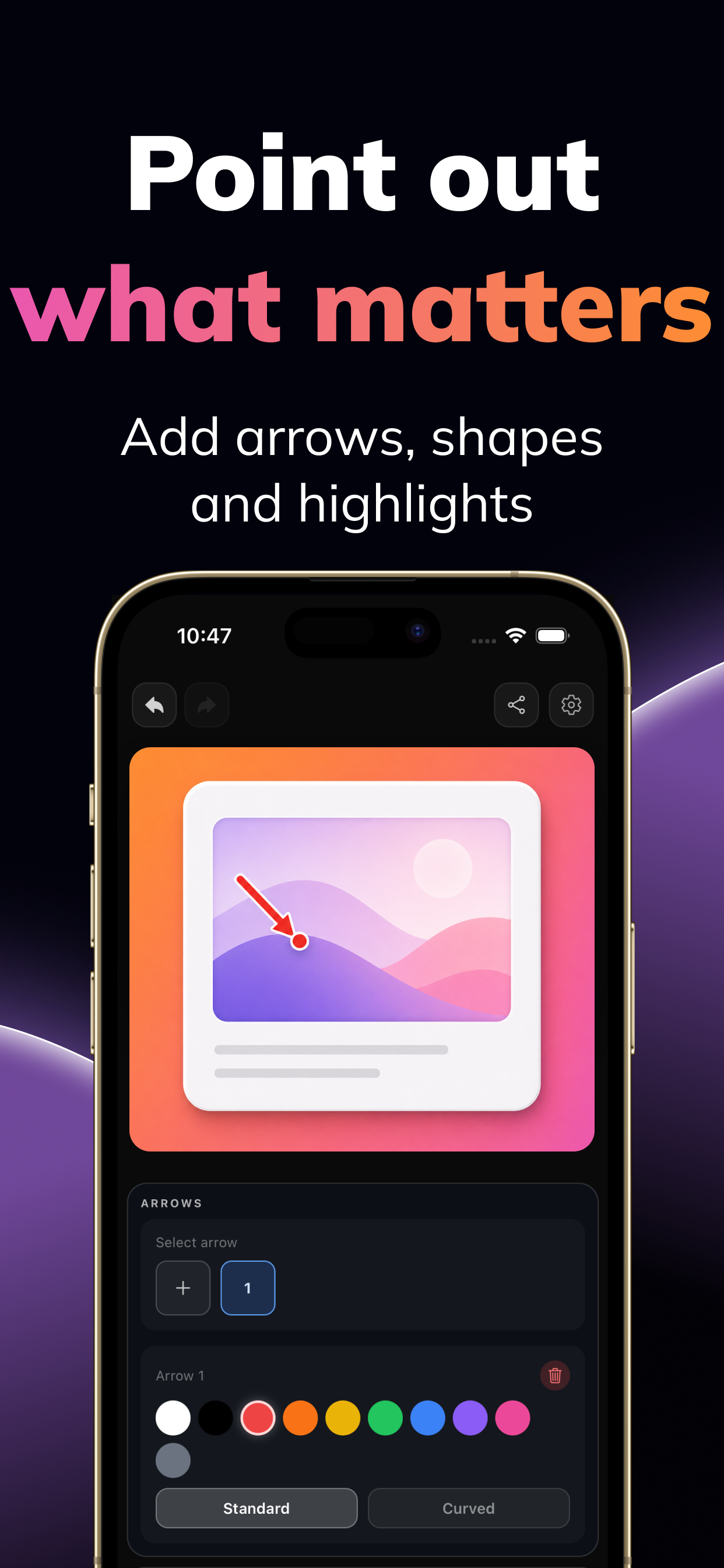 ScreenEdit annotation tools shown on iPhone